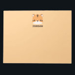 De Tijger van de klap met Persoonlijke Naam Notitieblok<br><div class="desc">Een schattig ontwerp om je dag op te helderen. Dit ontwerp bevat een leuke illustratie van de tijgercartoon met een gepersonaliseerde naam in de bruine moderne sans serif lettertype stijl op de oranje pastelachtergrond. Perfect terug naar schoolcadeaus voor kinderen.</div>