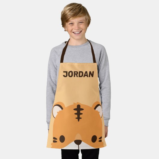 De Tijger van de klap met Persoonlijke Naam Schort (Gedragen)