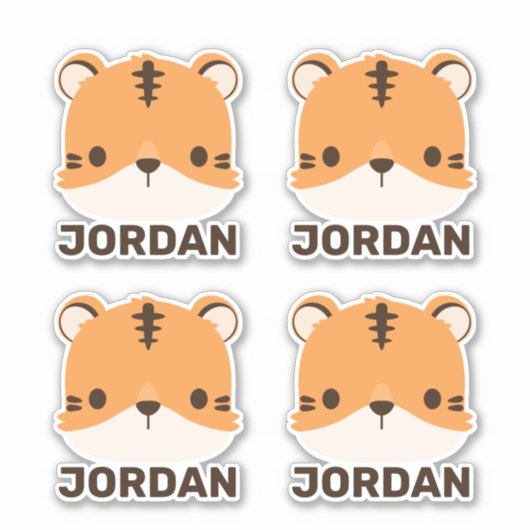 De Tijger van de klap met Persoonlijke Naam Sticker (Voorkant)