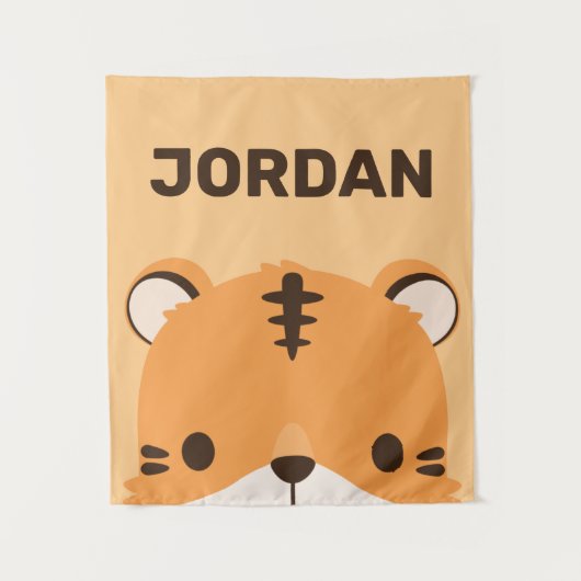 De Tijger van de klap met Persoonlijke Naam Wandkleed (Voorkant)