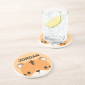 De Tijger van de klap met Persoonlijke Naam Zandsteen Onderzetter (Zijkant)