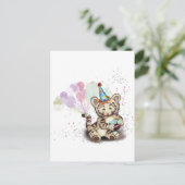 De Tijger van de verjaardag Briefkaart (Staand voorkant)