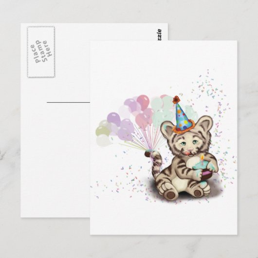 De Tijger van de verjaardag Briefkaart (Voorkant / Achterkant)