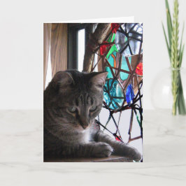 De Tijger van het Glas in lood Feestdagen Kaart