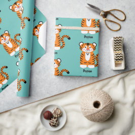 De tijger voegt een Naam toe Cadeaupapier