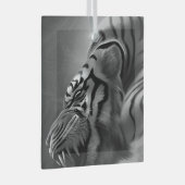 De tijger zwart en wit glas ornament (Voorkant Rechts)