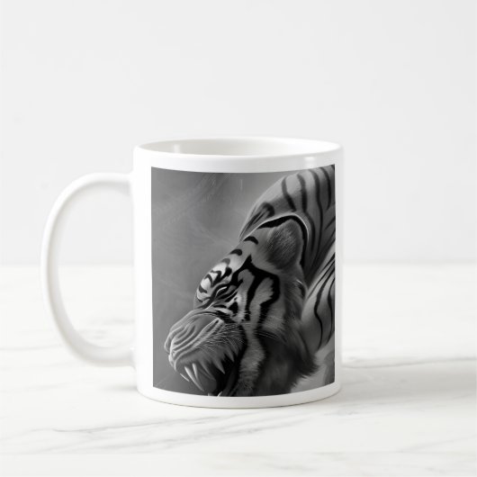 De tijger zwart en wit koffiemok (Links)