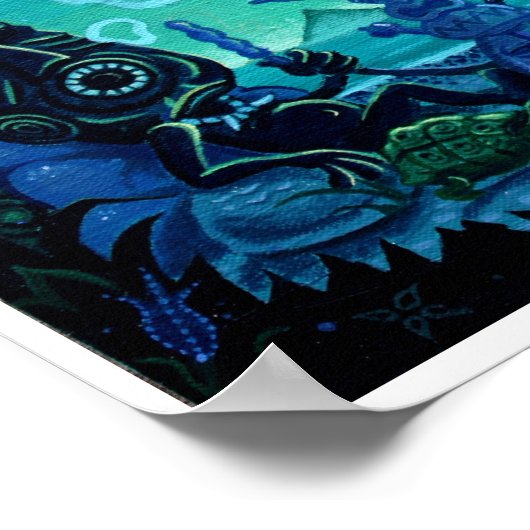 De tikdruk "Bgloed op de kust van Turquoise" Poster (Hoek)