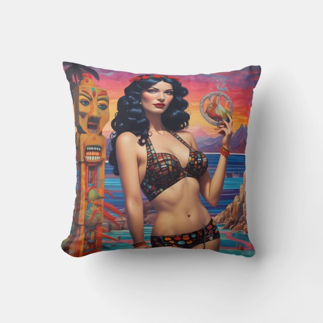 De Tiki Dream Beach Daydream - Ken Gage Art Kussen (Voorkant)