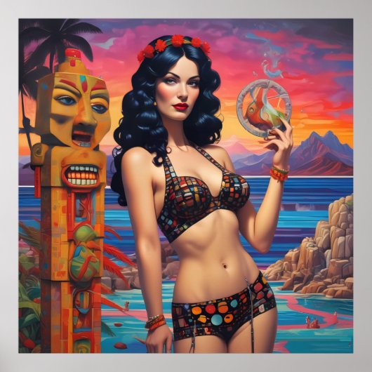 De Tiki Dream Beach Daydream - Ken Gage Art Poster (Voorkant)