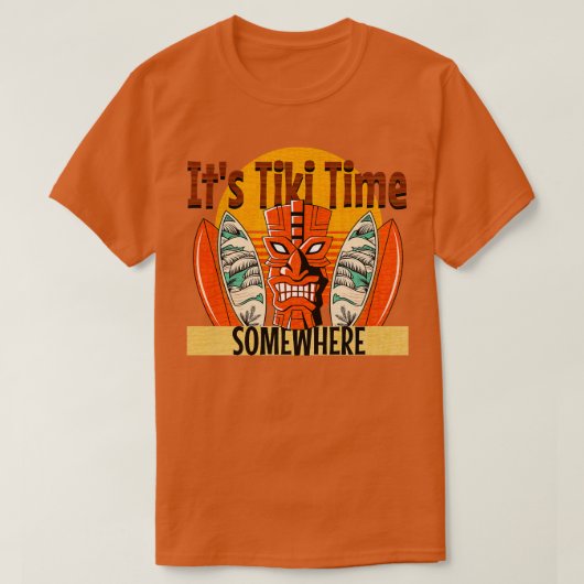De Tiki Time Somewhere Surfboards Tropical Bar T-shirt (Design voorkant)