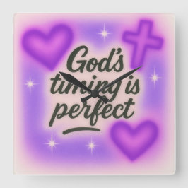 de timing van god is perfect airbrush retro 90s pa vierkante klok
