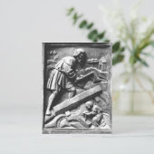 De timmerman, detail van een altarstuk briefkaart (Staand voorkant)