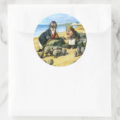 De timmerman en de Walrus overwegen oesters Ronde Sticker (Tas)