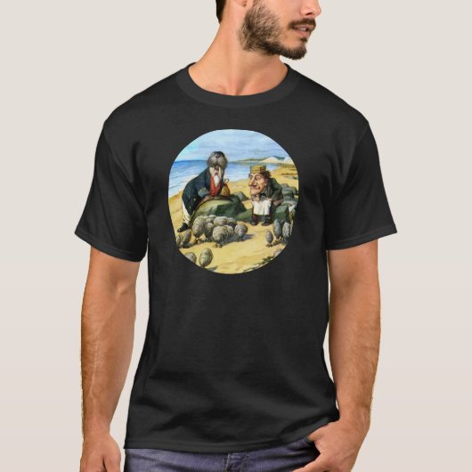De timmerman en de Walrus overwegen oesters T-shirt (Voorkant)