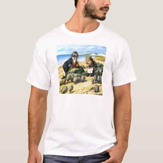 De timmerman en het walrus overwegen oesters t-shirt (Voorkant)
