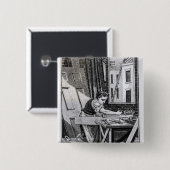 De timmerman vierkante button 5,1 cm (Voorkant /achterkant)
