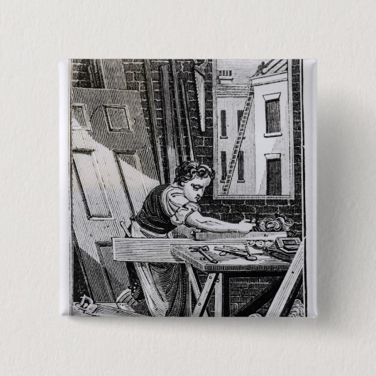 De timmerman vierkante button 5,1 cm (Voorkant)