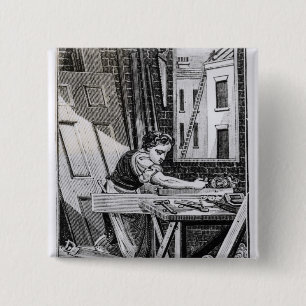 De timmerman vierkante button 5,1 cm