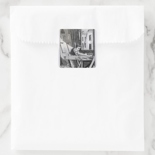 De timmerman vierkante sticker (Tas)