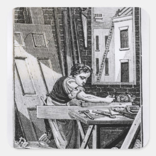 De timmerman vierkante sticker