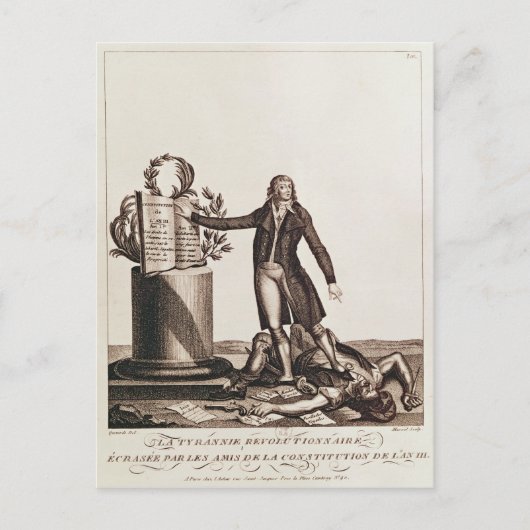 De tiran van de revolutie verpletterd briefkaart (Voorkant)