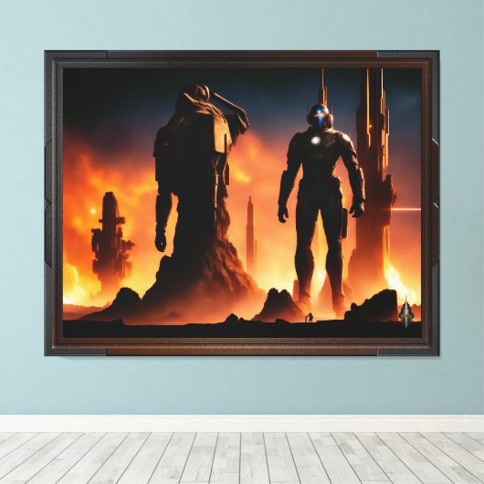 De Titans van Arkeros AI Concept Art van Xzendor7 Canvas Afdruk (Insitu (Houten vloer))