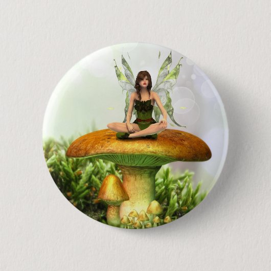 De Toadstool Fairy Ronde Button 5,7 Cm (Voorkant)
