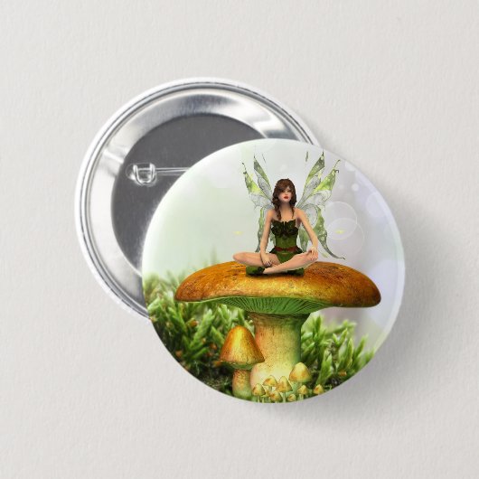 De Toadstool Fairy Ronde Button 5,7 Cm (Voorkant /achterkant)