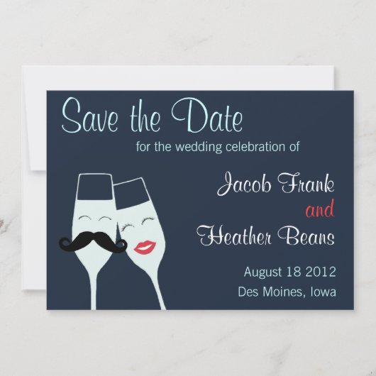 De Toast van de Champagne van het huwelijk sparen  Save The Date (Voorkant)