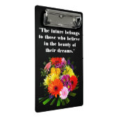 De toekomst citeert aangepaste foto tekst bloem af mini klembord (Schuin)