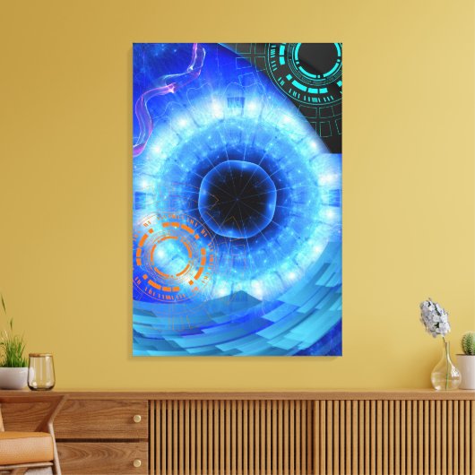 DE TOEKOMST EN HET VERLEDEN IN ÉÉN DEUR. CANVAS AFDRUK (Insitu (Woonkamer))