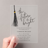 De toekomst is Bright Black Tassel Graduation Part Acryl Uitnodigingen (Insitu (Draagbaar))