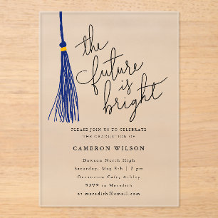 De toekomst is Bright Blue Tassel Graduation Party Acryl Uitnodigingen