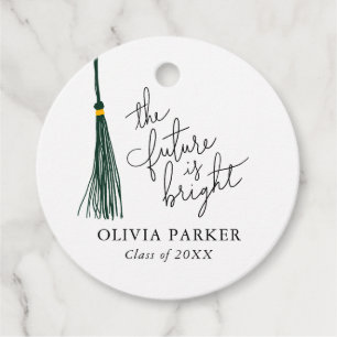De toekomst is Bright Green Tassel Afstudeerder Pa Bedankjes Labels