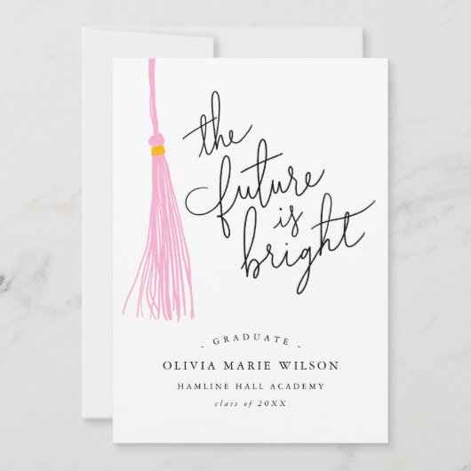De toekomst is Bright Light Pink Tassel Afstuderen Kaart (Voorkant)