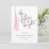 De toekomst is Bright Light Pink Tassel Afstuderen Kaart (Staand voorkant)