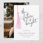 De toekomst is Bright Light Pink Tassel Afstuderen Kaart (Voorkant / Achterkant)