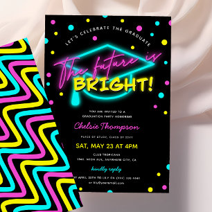 De toekomst is Bright Neon Graduation Party Kaart