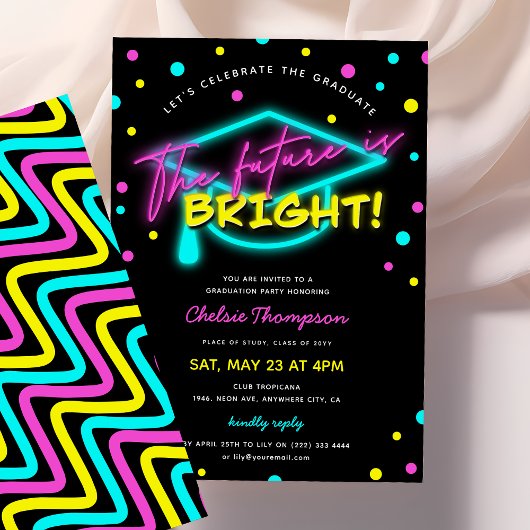 De toekomst is Bright Neon Graduation Party Kaart