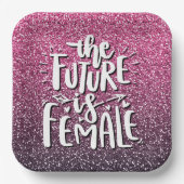 DE TOEKOMST IS EEN VROUW-AANGEPASTE GLITTERTYPOGRA PAPIEREN BORDJE (Voorkant)