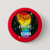 De toekomst is gelijk als eerste ronde button 5,7 cm (Voorkant)