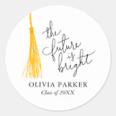 De toekomst is helder Afstuderen geel kwastje Ronde Sticker (Voorkant)