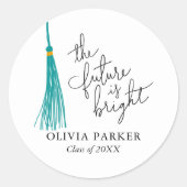De toekomst is helder Afstuderen groen tassel Ronde Sticker (Voorkant)