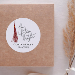 De toekomst is helder Afstuderen Maroon Tassel Ronde Sticker