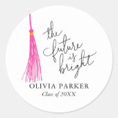 De toekomst is helder Afstuderen roze tas van prij Ronde Sticker (Voorkant)