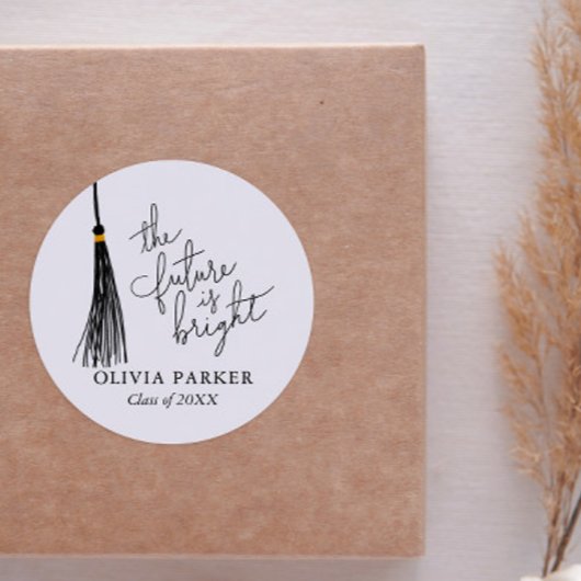 De toekomst is helder Afstuderen zwart tapel Ronde Sticker