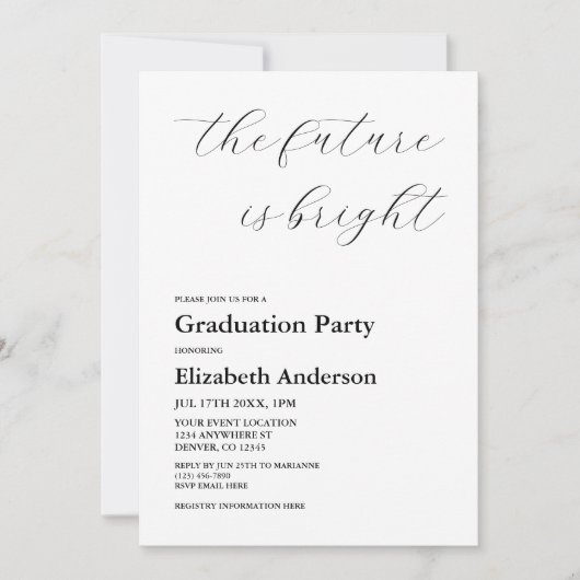 De toekomst is helder minimalistisch script Afstud Kaart (Voorkant)