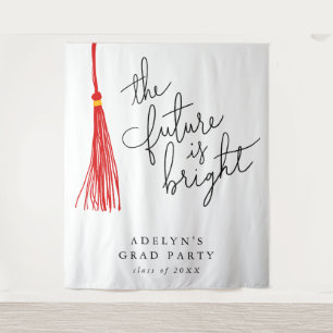 De toekomst is helder rood Tassel Modern Wandkleed