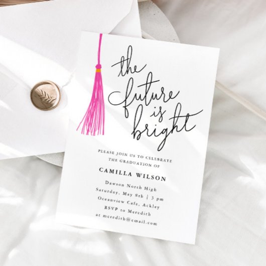 De toekomst is helder roze Tassel Graduation Party Kaart